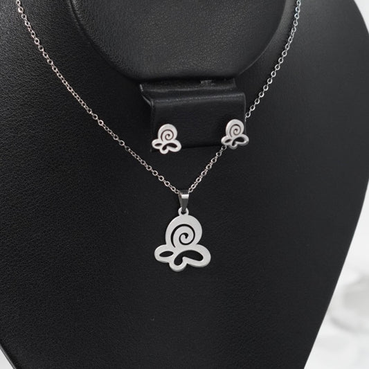 Juego eco mariposa espiral plateada